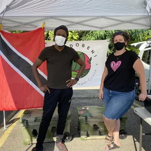 Ulhich and wife Jen with authentic Trinidad vegan cuisine! Shado Beni