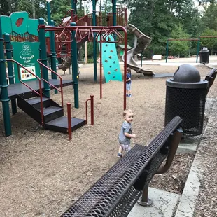 My grandkids had a great time at this park near their house in Matthews, NC the other day. It even has a green roof on one of the shelters.