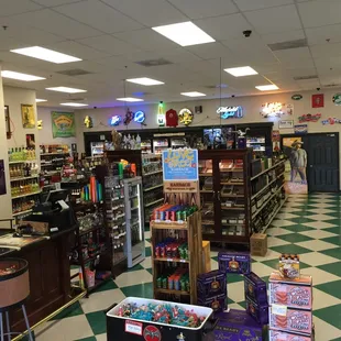the inside of a liquor store
