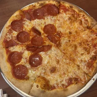 Small pizza half pepperoni