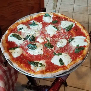 Look at that mozzerella on the delicious garlicy and velvety margherita pizza