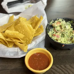 Fresh guacamole and salsa