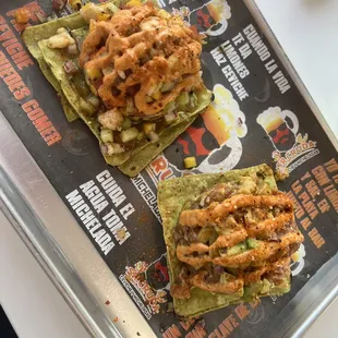 Tropical habanero tostada (left). Spicy tuna (right)
