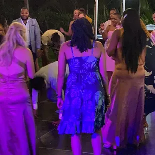 Wedding Reception at Paradise Cove Ocean Garden - a guest with some b boy style talent showing his moves