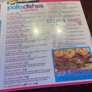 Menu and prices