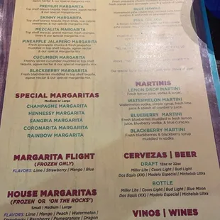 Menu and prices