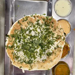 Chili Malli (Cilantro) Uthappam