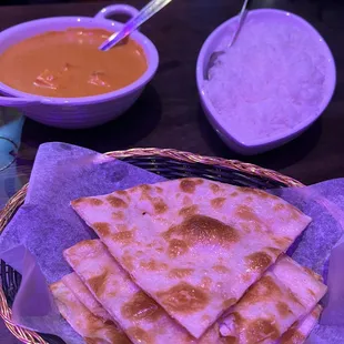 Paneer butter masala with butter naan and rice - so delicious!