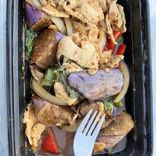 Pad Eggplant with chicken