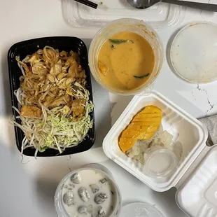 Pad Thai, Pumpkin Curry, Fresh Mango with Sweet Sticky Rice, Tom 20. Cup of Tom-Kha Soup