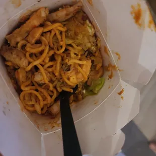 noodles in a paper container