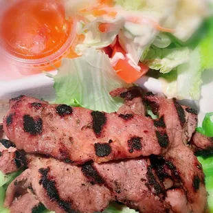 grilled meat and vegetables