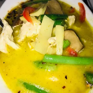 Green curry. Very watery and sweet