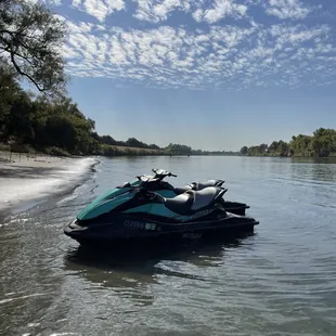 kawasaki jet skis out on a nice sunny day!