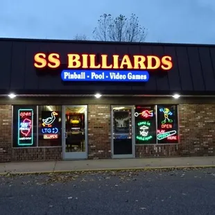 The strip mall front has been remodeled.