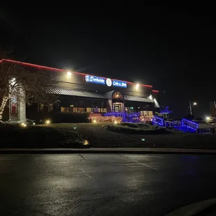 Store dressed for Christmas.