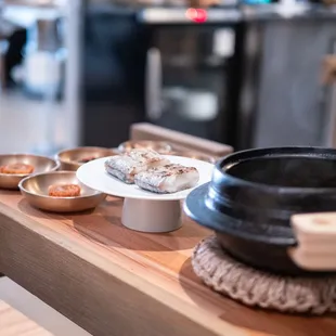 Galchi with rice &amp; pine mushroom and banchan side dishes
