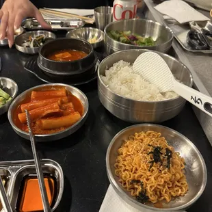 Tteokboki, Spicy Tofu Soup, Buldak Ramen, Rice