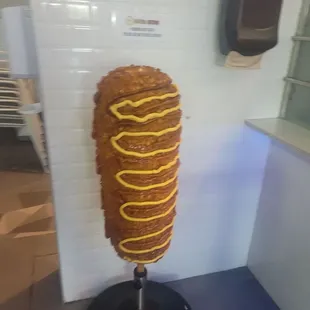 a hot dog on a stick