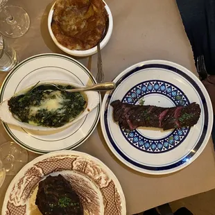 NY Strip Steak Butchers Steak Spinach Gratin