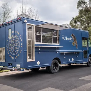 a blue food truck