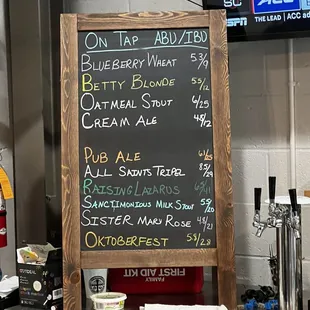 Beer menu