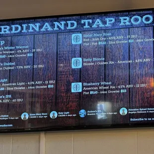 Beer menu