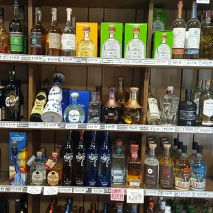 a variety of liquors