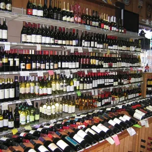 rows of wine bottles