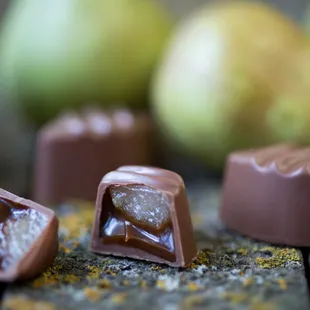 pieces of chocolate and apples