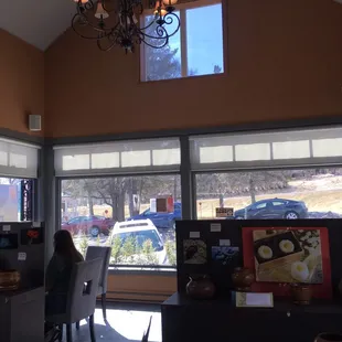 a woman sitting at a table