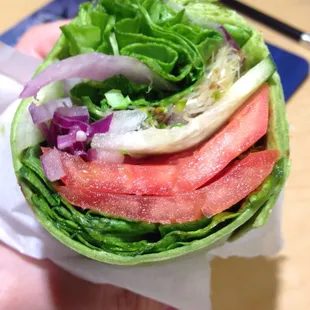 Catered platter: vegetarian wrap.