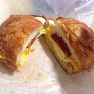 B1. Turkey bacon, egg, cheese on croissant.