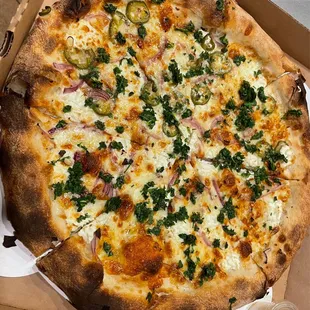 Gremolata without green olive, with jalapeños on half