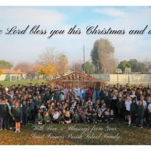 Entire school in front of our manger