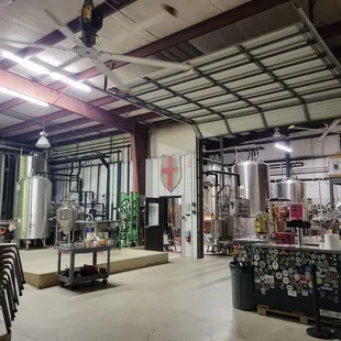Inside the brewery, where the bathroom is &amp; more tables can be set up too.