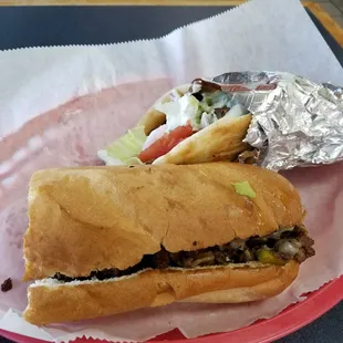 Philly cheese steak and gyro sandwich