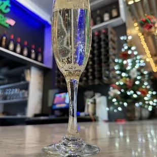 a glass of champagne