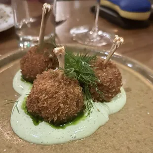 Frog leg croquettes