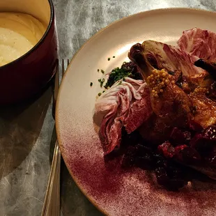 Roast chicken and side of potato puree.