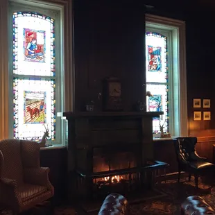 Stained glass of boot making. Where else will you see this?