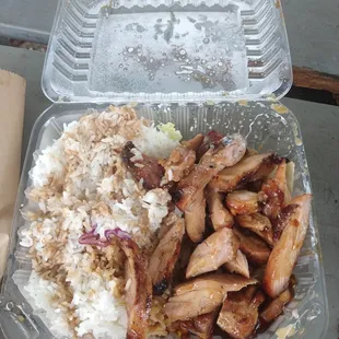 Dry slimy chicken and dry rice