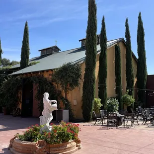 a statue in a courtyard