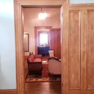 The incredible craftsmanship of how this house was built. These doors are perfectly aligned, a century later.