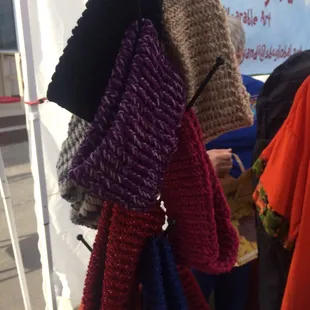 The hand knitted ear warmers are adorable...