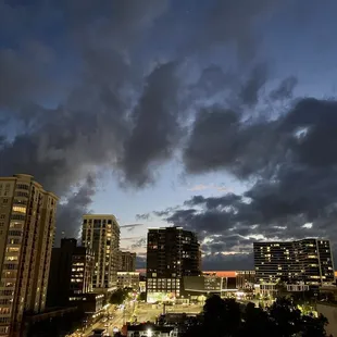 a view of a city at night