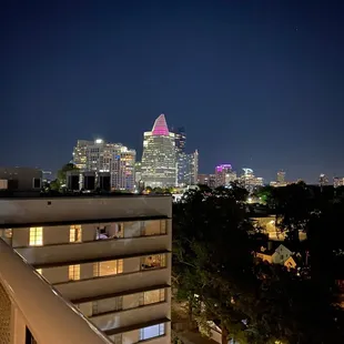 a view of a city at night