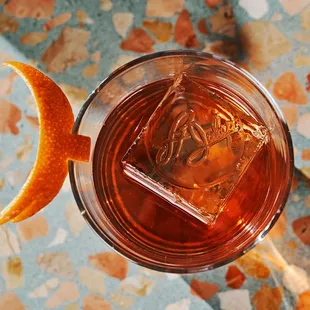 an overhead view of a drink