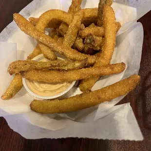 Deep fried pickles. Delicious.