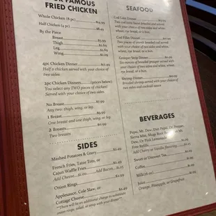 The chicken menu.